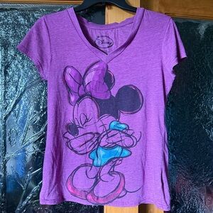 Disney Purple Minnie Mouse Graphic V-neck T-Shirt